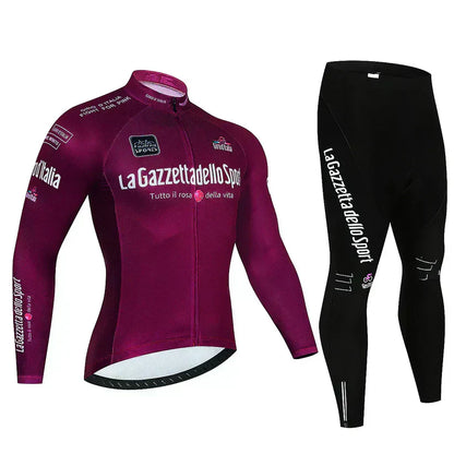 Giro d’Italia | Professionele wielertrui met lange mouwen – versie met fleecevoering